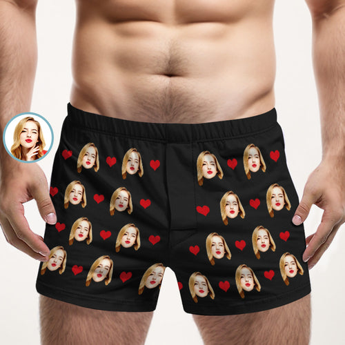 Mehrfarbige Boxershorts Mit Individuellem Gesicht, Liebesherzen, Personalisiertes Foto, Unterwäsche, Geschenk Für Ihn