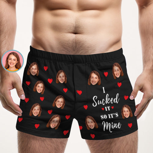 Mehrfarbige Boxershorts Mit Individuellem Gesicht „i Sucked It So It's Mine“, Personalisiertes Foto-unterwäschegeschenk Für Ihn