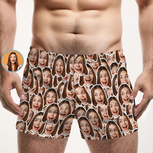 Benutzerdefinierte Face Mash Mehrfarbige Boxershorts, Personalisiertes Foto-unterwäsche-geschenk Für Ihn