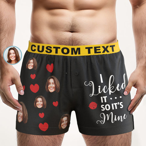 Benutzerdefinierte Gesichts-boxershorts „i Licked It“, Personalisierter Bund, Lässige Unterwäsche Für Ihn - MyFaceBoxerDE