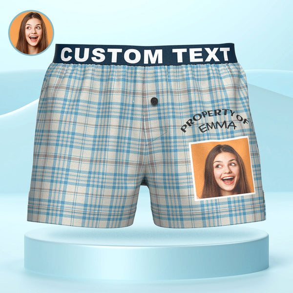 Boxershorts Mit Individuellem Foto, Gestreift, Kariert, Gemustert, Personalisierter Bund, Lässige Unterwäsche Für Ihn - MyFaceBoxerDE