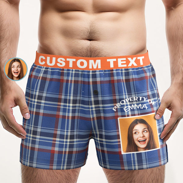 Boxershorts Mit Individuellem Foto, Gestreift, Kariert, Gemustert, Personalisierter Bund, Lässige Unterwäsche Für Ihn - MyFaceBoxerDE