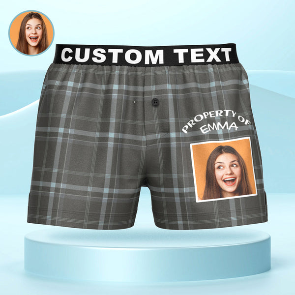 Boxershorts Mit Individuellem Foto, Gestreift, Kariert, Gemustert, Personalisierter Bund, Lässige Unterwäsche Für Ihn - MyFaceBoxerDE