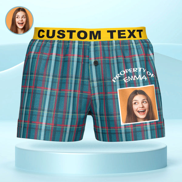 Boxershorts Mit Individuellem Foto, Gestreift, Kariert, Gemustert, Personalisierter Bund, Lässige Unterwäsche Für Ihn - MyFaceBoxerDE