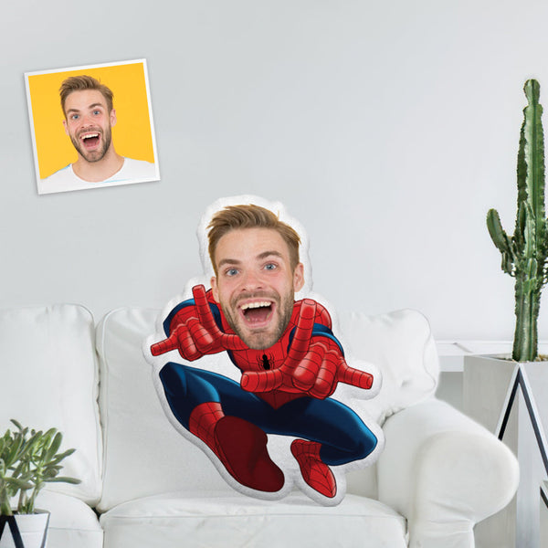 Personalisiertes Foto-puppen-spiderman-gesichts-kissen-kundenspezifischer Weihnachtsmann, Der Eine Liste Hält Und Geschenke-wurfs-kissen Gibt - MyFaceBoxerDE