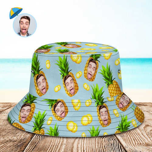 Personalisierte Foto Geschenk lustig Cartoon Ananas Eimer Hut Hawaii Fischer Hut