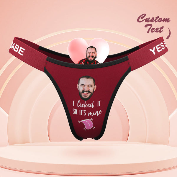 Personalisiertes Gesichtshöschen „i Licked It“, Personalisierter Bund Mit Gravur, Tanga, Geschenk Für Sie - MyFaceBoxerDE