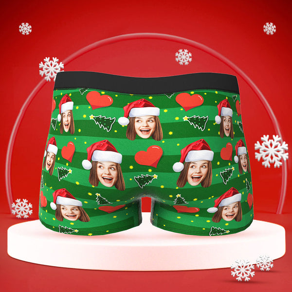 Kundenspezifische Gesichts-boxershorts Shorts Der Männer Mit Freundin-foto-herz-weihnachtsgeschenken - MyFaceBoxerDE