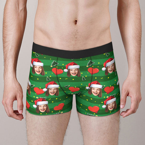 Kundenspezifische Gesichts-boxershorts Shorts Der Männer Mit Freundin-foto-herz-weihnachtsgeschenken - MyFaceBoxerDE