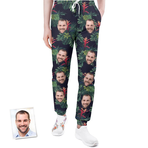 Benutzerdefiniertes Gesicht Jogginghose Personalisierte Blätter Design Unisex Jogger - Geschenk Für Liebhaber - MyFaceBoxerDE